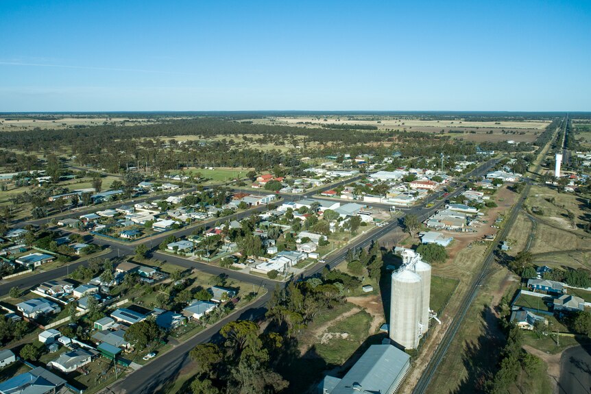 Aerial photo of the town of Tara, Queensland December 2022.