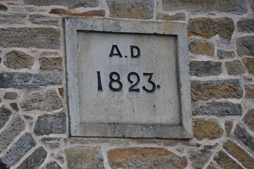 Richmond Bridge foundation stone with date of construction commencement.