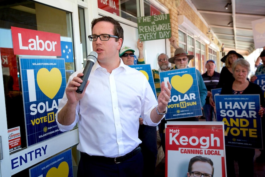 Matt Keogh campaigns during the Canning by-election