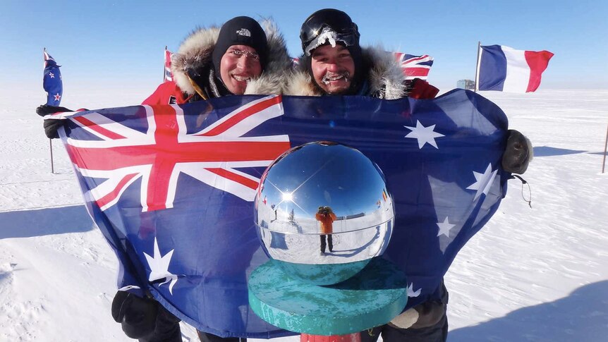 Australian adventurers Justin Jones and James Castrission on reaching the South Pole.