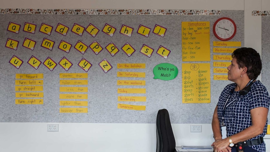 Eastern Goldfields Regional Prison head of education Leonie Whyte in a classroom.