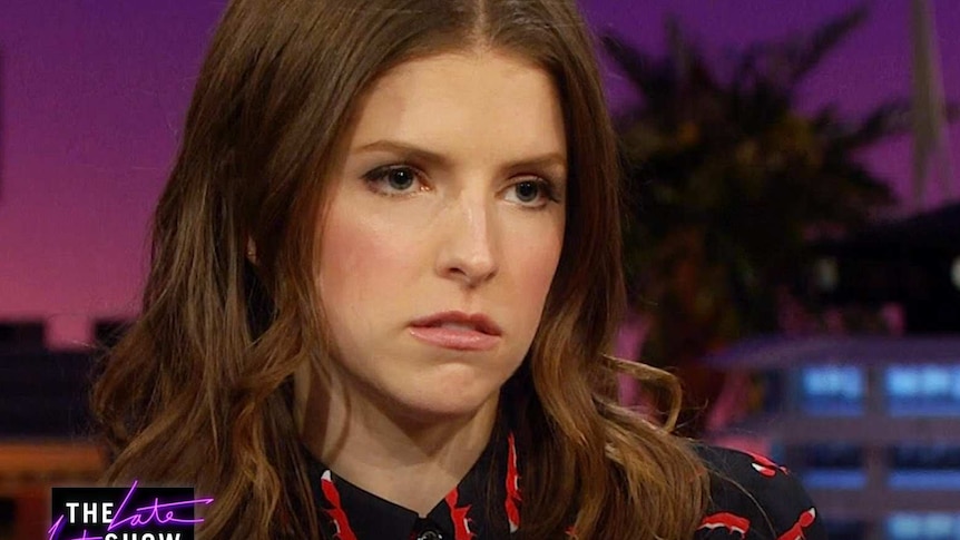 Actress Anna Kendrick demonstrates her 'Resting Bitch Face' on The Late Late Show with James Corden in May, 2015.
