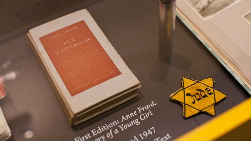 A copy of the first edition of Anne Frank's diary.