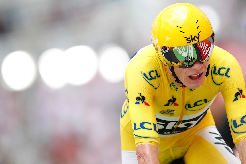 Chris Froome rides in Marseilles time trial at Tour de France