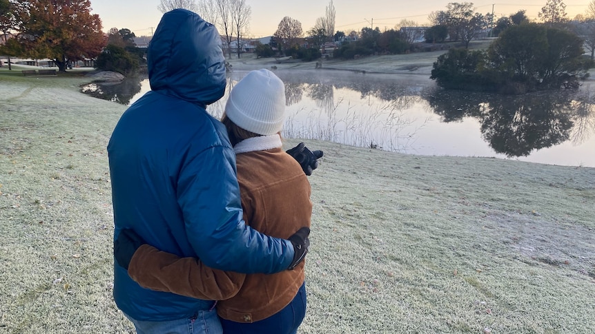 Couple in frost-covered Stanthorpe