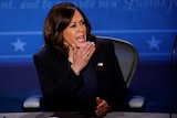 Kamala Harris gesturing during a debate