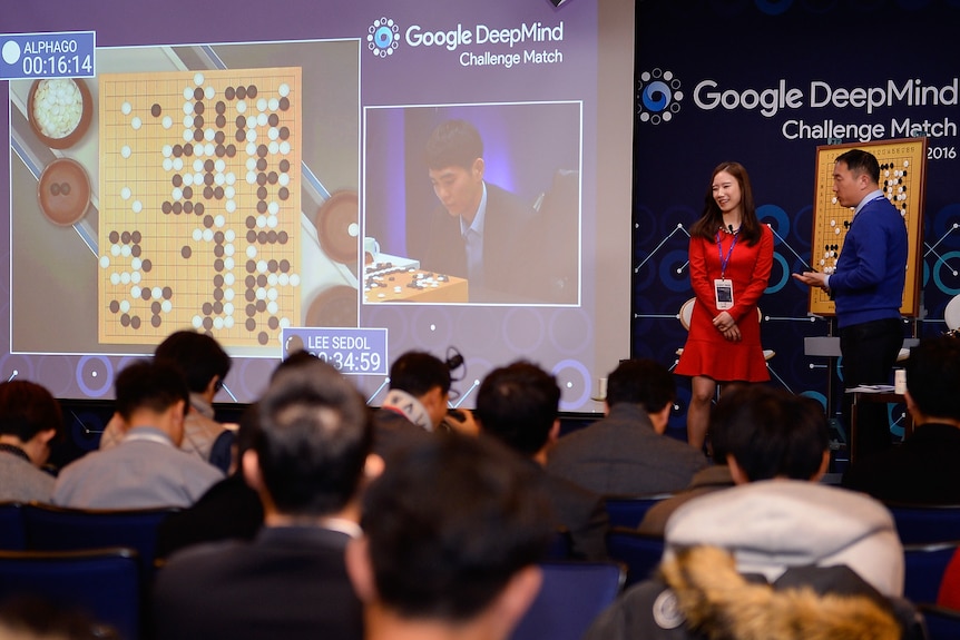 The live broadcast of the Lee Sedol versus AlphaGo match