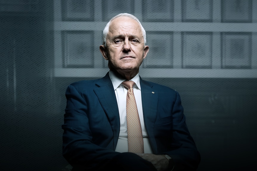A portrait of Malcolm Turnbull looking determinedly down the barrel of the camera.