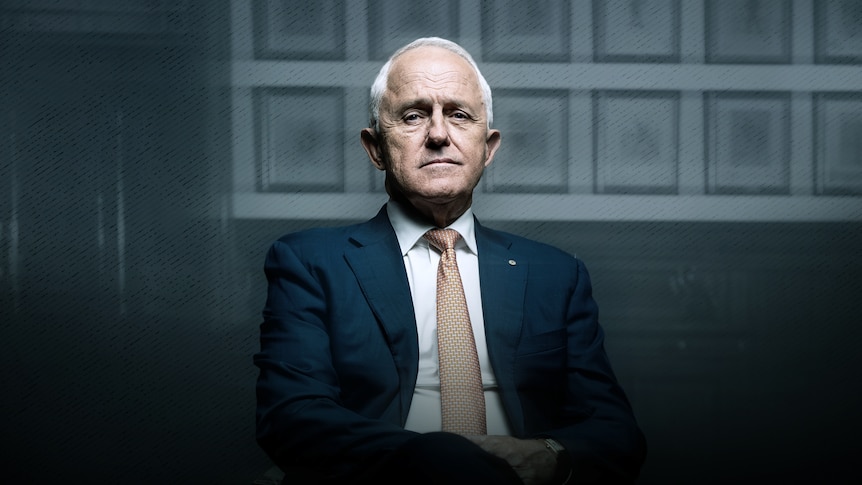 A portrait of Malcolm Turnbull looking determinedly down the barrel of the camera.