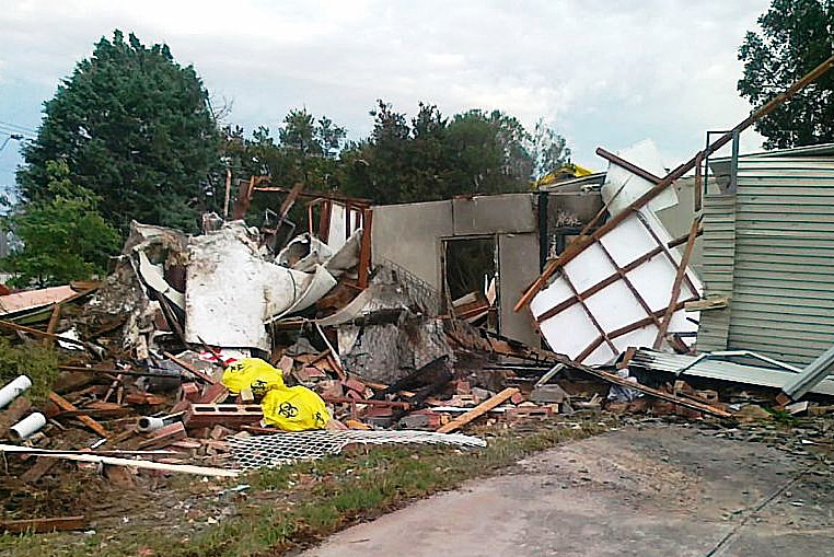 Debris after a house exploded