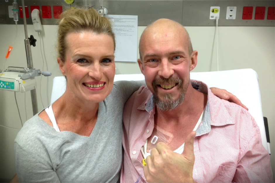 Warren and his wife Kate in hospital.