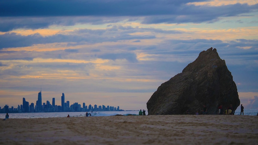 big rock on sand