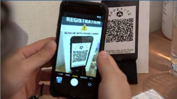 Person using a QR code