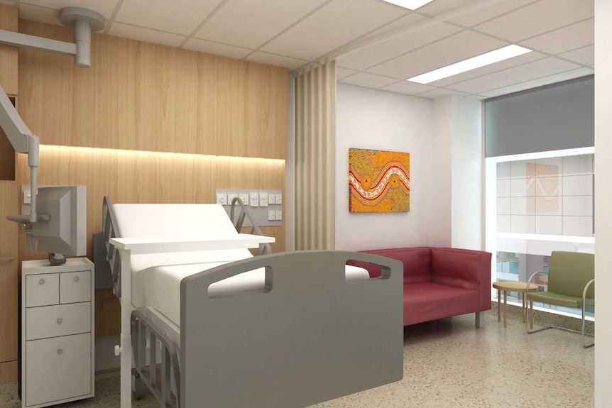 An illustration of a new hospital room.