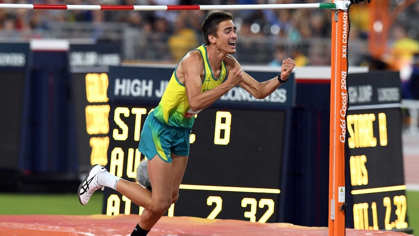 Brandon Starc of Australia during the mens high jump final on day seven.