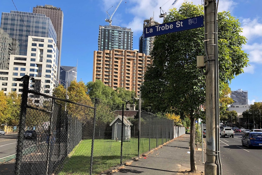 The small triangular plot of land at the intersection of La Trobe Street and Victoria Street in Melbourne.