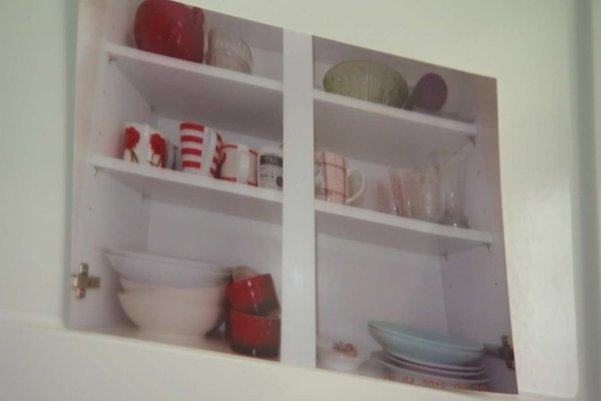 To help her remember what is in the cupboards, Wendy Mitchell photographs the contents and sticks it on the door