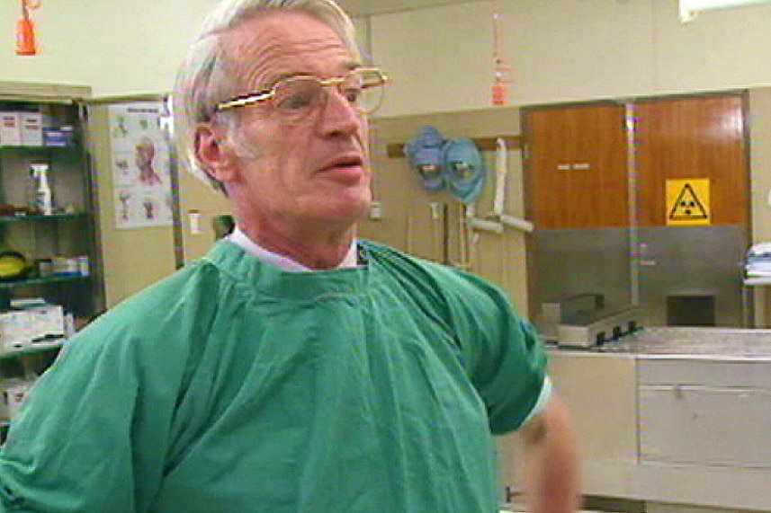 Pathologist Colin Manock in a lab