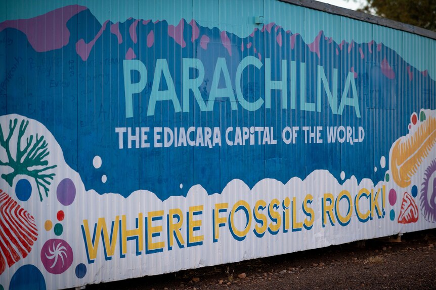 A sign welcoming outback tourists to Parachilna.