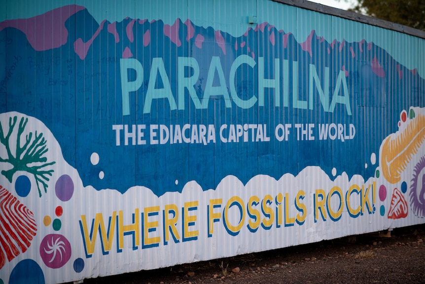 A sign welcoming outback tourists to Parachilna.