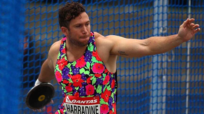 Eye catcher ... Benn Harradine competing in one of his colourful outfits