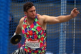 Eye catcher ... Benn Harradine competing in one of his colourful outfits
