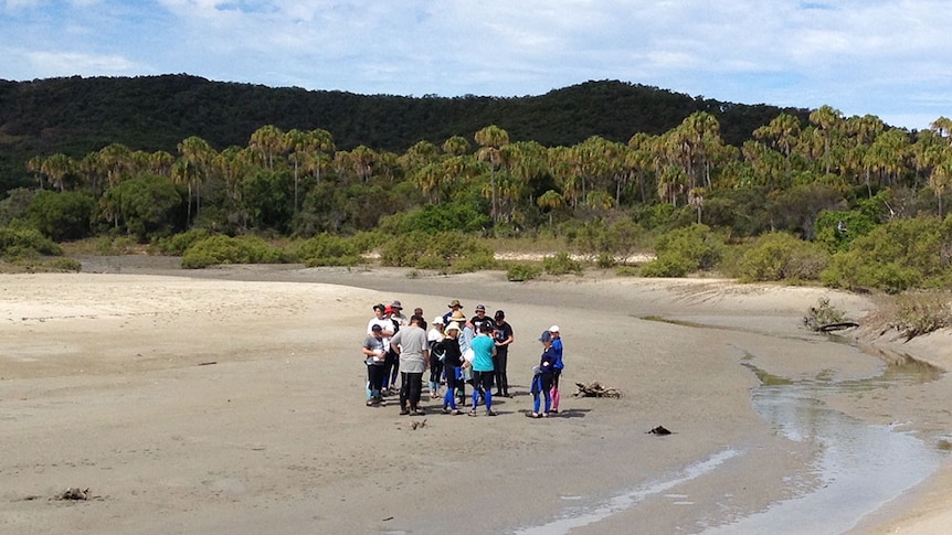 A group of high school students on North Keppel island study tour.