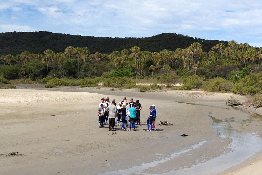A group of high school students on North Keppel island study tour.