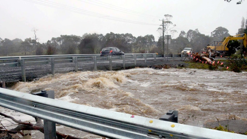 Flood waters in Tasmania