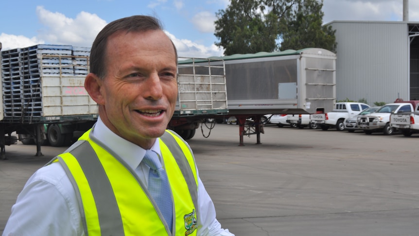 Mr Abbott has visited a transport company at Rockhampton in central Queensland.