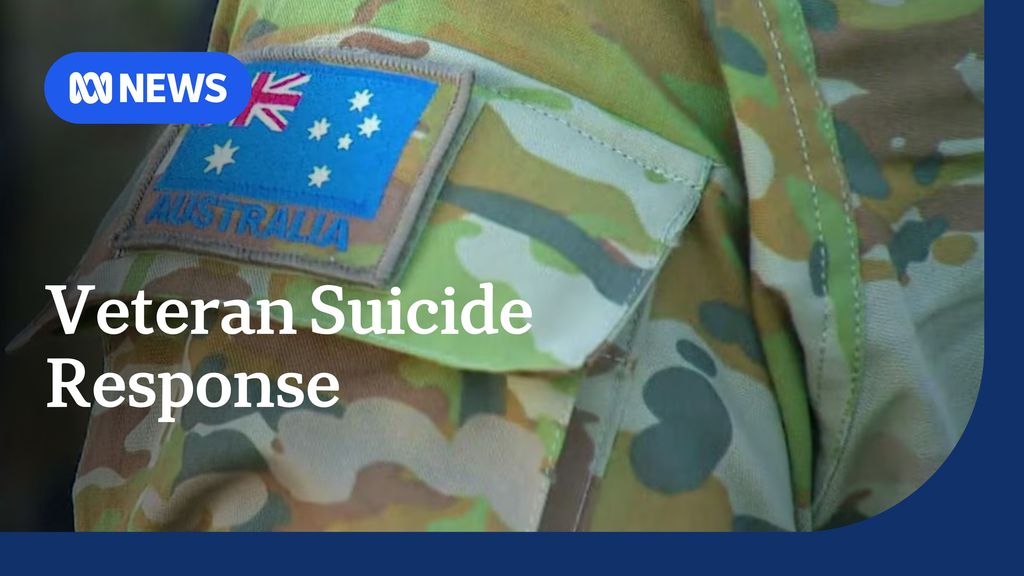Veteran Suicide Response: Australian flag shoulder patch on military fatigues worn by unseen person.