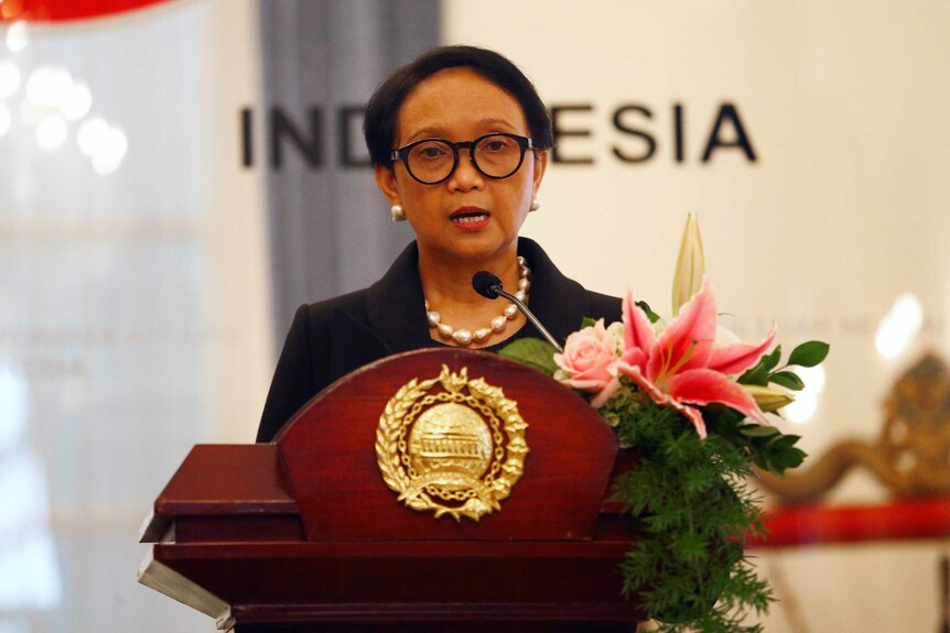 Indonesia's Foreign Minister Retno Marsudi speaks.