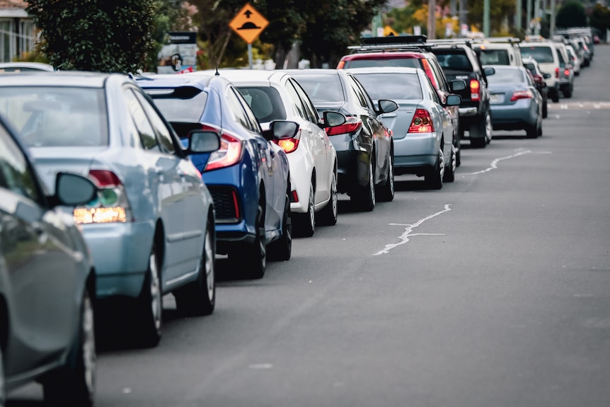 A queue of cars