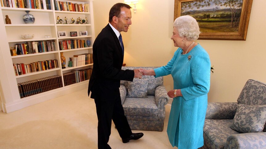 The Queen meets Tony Abbott in Canberra