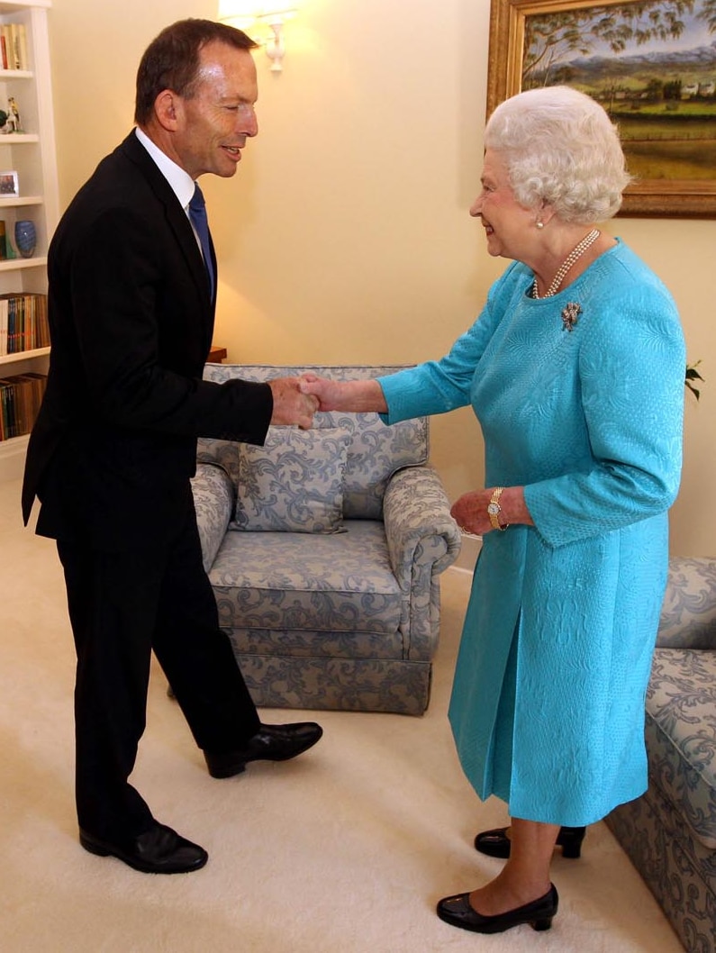 The Queen meets Tony Abbott at Government House in Canberra