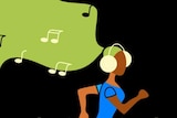 illustration of a woman running while wearing headphones