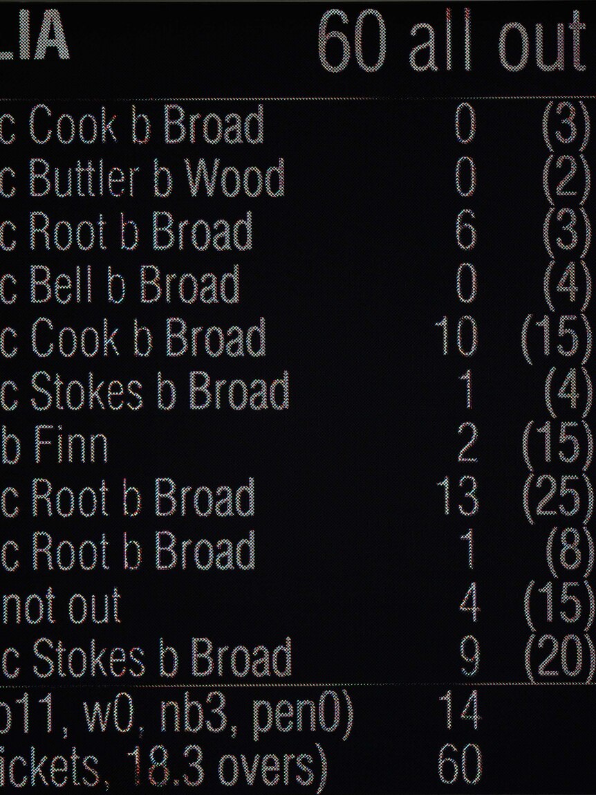 Australia's first innings scoreboard at Trent Bridge