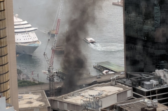 Smoke near a boat.