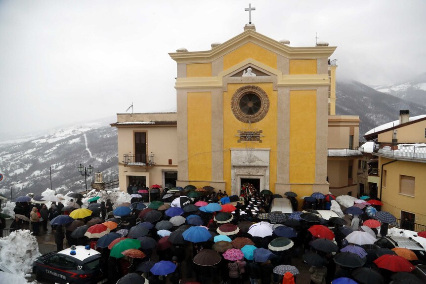 A funeral service for one of the Italian avalanche victims