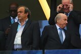 UEFA president Michel Platini and FIFA president Sepp Blatter at the Germany-Portugal match