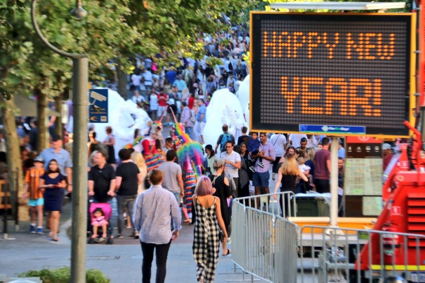 Crowds build in Perth ahead of New Year's Eve celebrations.