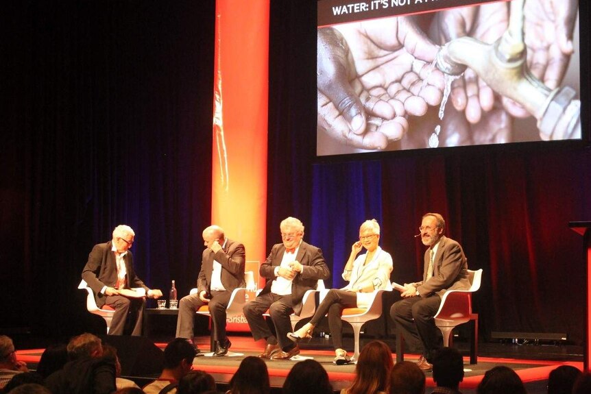 A panel of five people at the Water: It's Not a Privilege event during the World Science Festival.