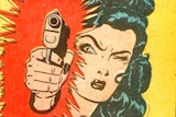 A comic of a woman shooting a gun