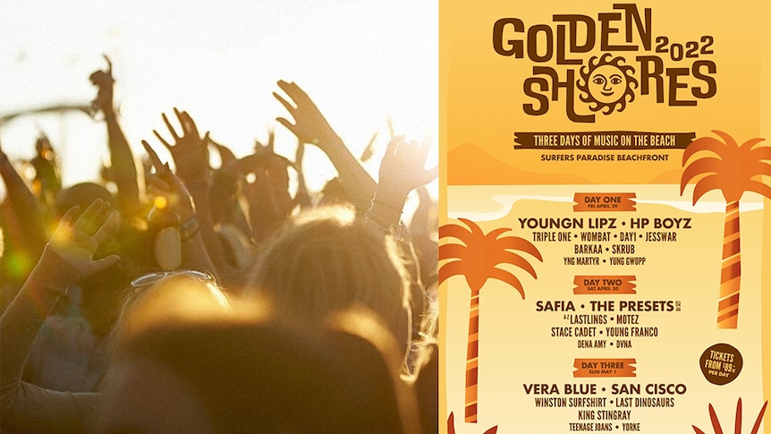 The lineup poster for Golden Shores festival's 2022 lineup