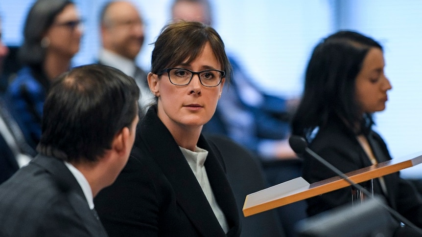 A close-up of Rowena Orr at the banking royal commission.