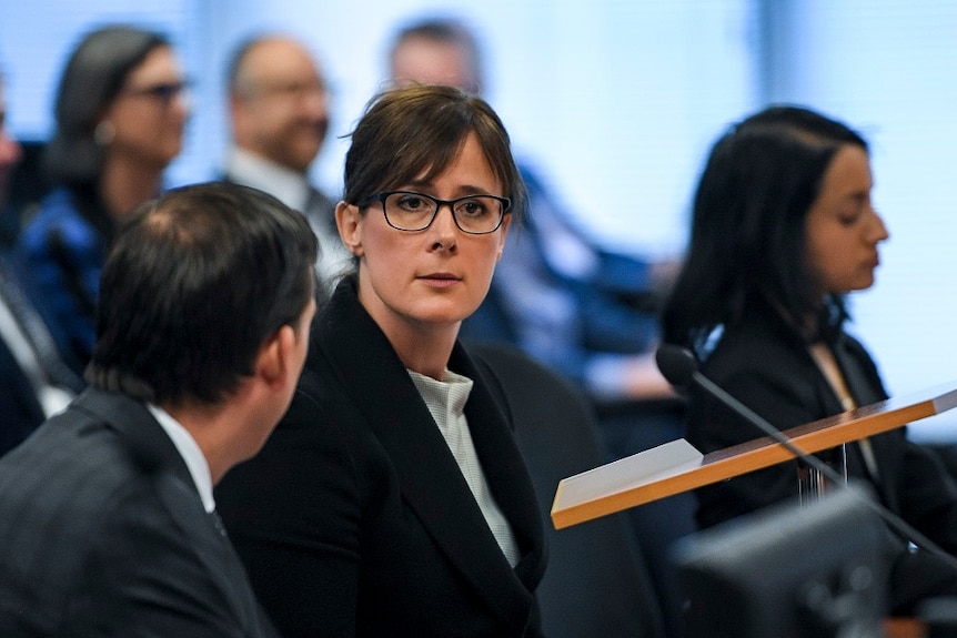 A close-up of Rowena Orr at the banking royal commission.