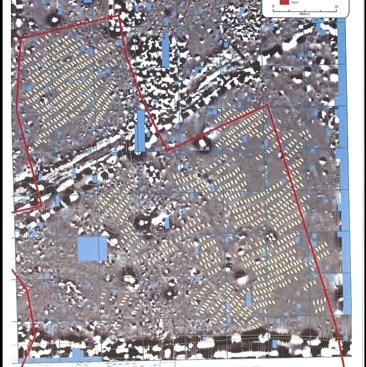 A 2014 survey of the northern section of the old Mississippi Lunatic Asylum cemetery showing burial locations.