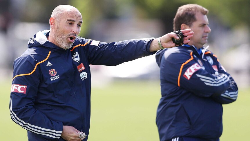 Melbourne Victory's Kevin Muscat and Ange Postecoglou