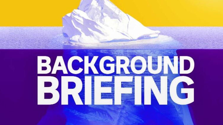 Background Briefing logo of an iceberg.