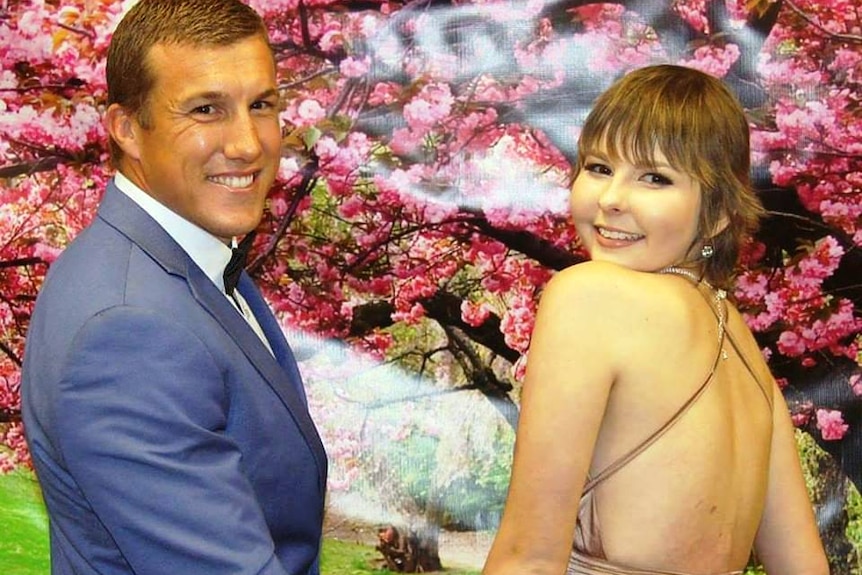 Knights player Trent Hodkinson with Year 10 student Hannah at her formal
